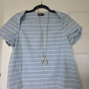 Kate Spade Light Blue and White Striped Top